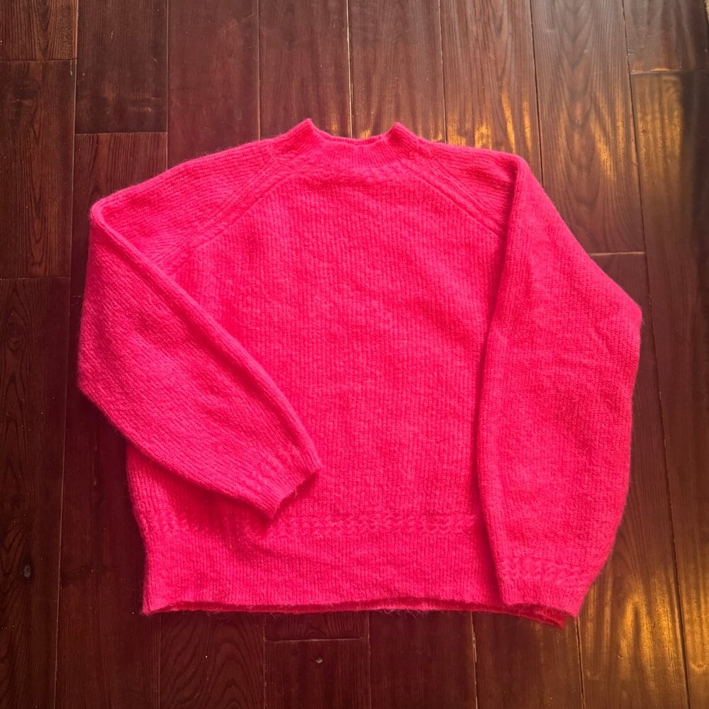EUC Sézane x La Maille Sézane Hot Pink Fuzzy Alpaca Blend Sweater XL